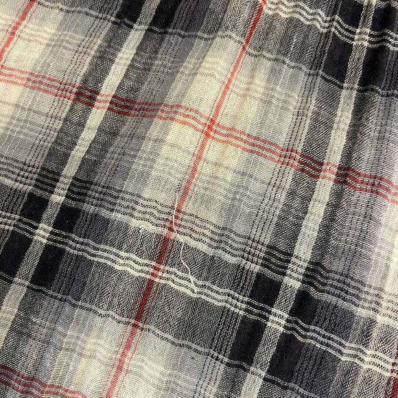 Sundance Black Orange Plaid Embroidered Long Sleeve Top V Neck Women's Large - Picture 7 of 10